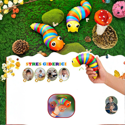 Söktak Eğlenceli, Stres ve Anksiyete giderici Montessori Tırtıl Oyuncağı Renkli